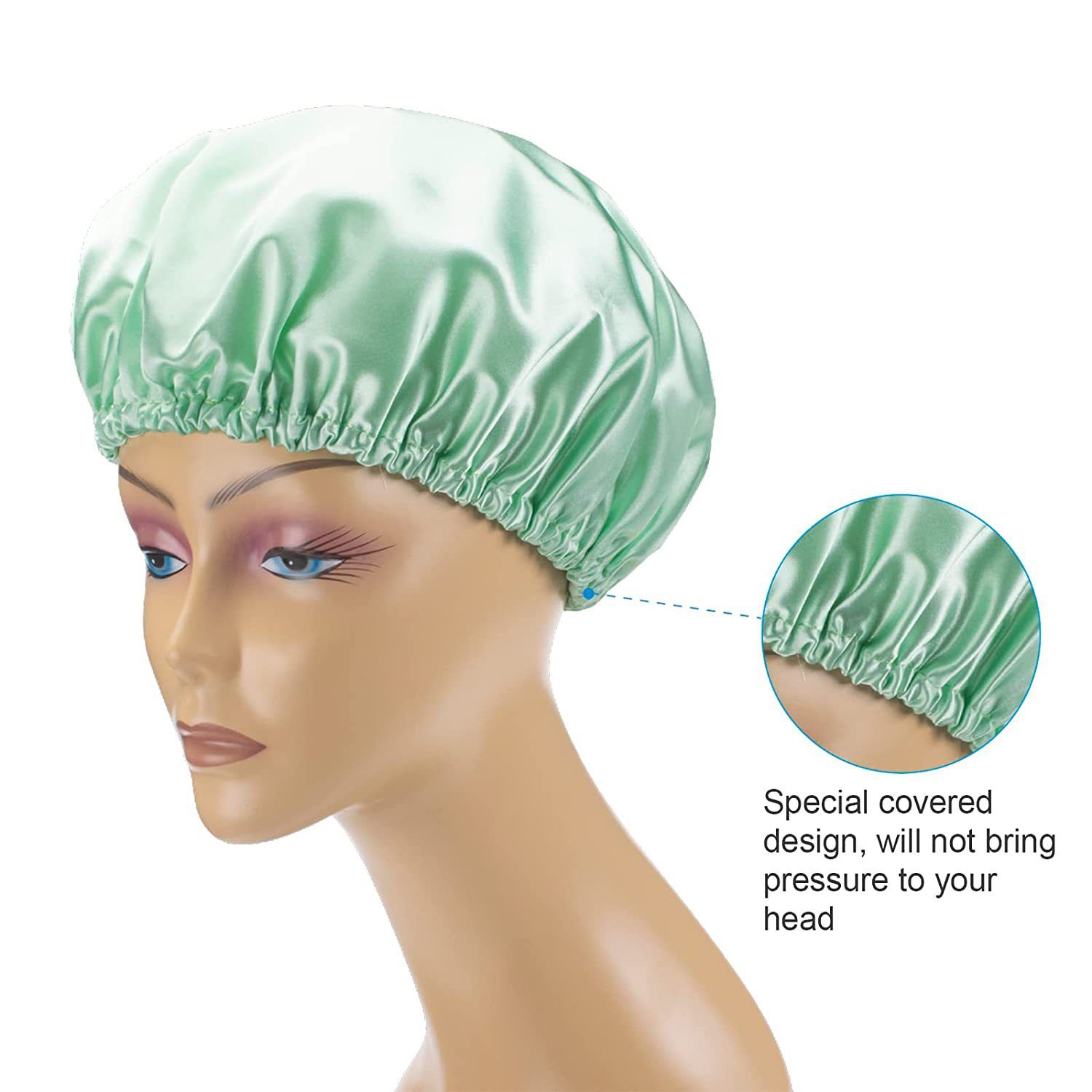 Shower Caps for Women Reusable Waterproof view 5