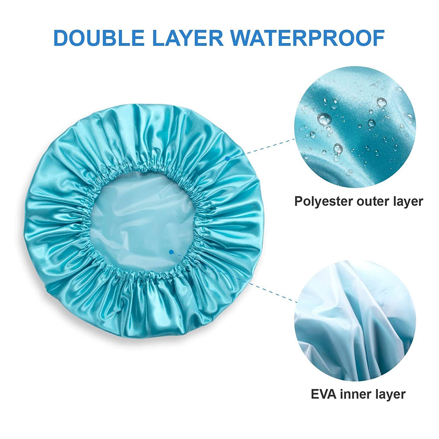 Shower Caps for Women Reusable Waterproof view 8