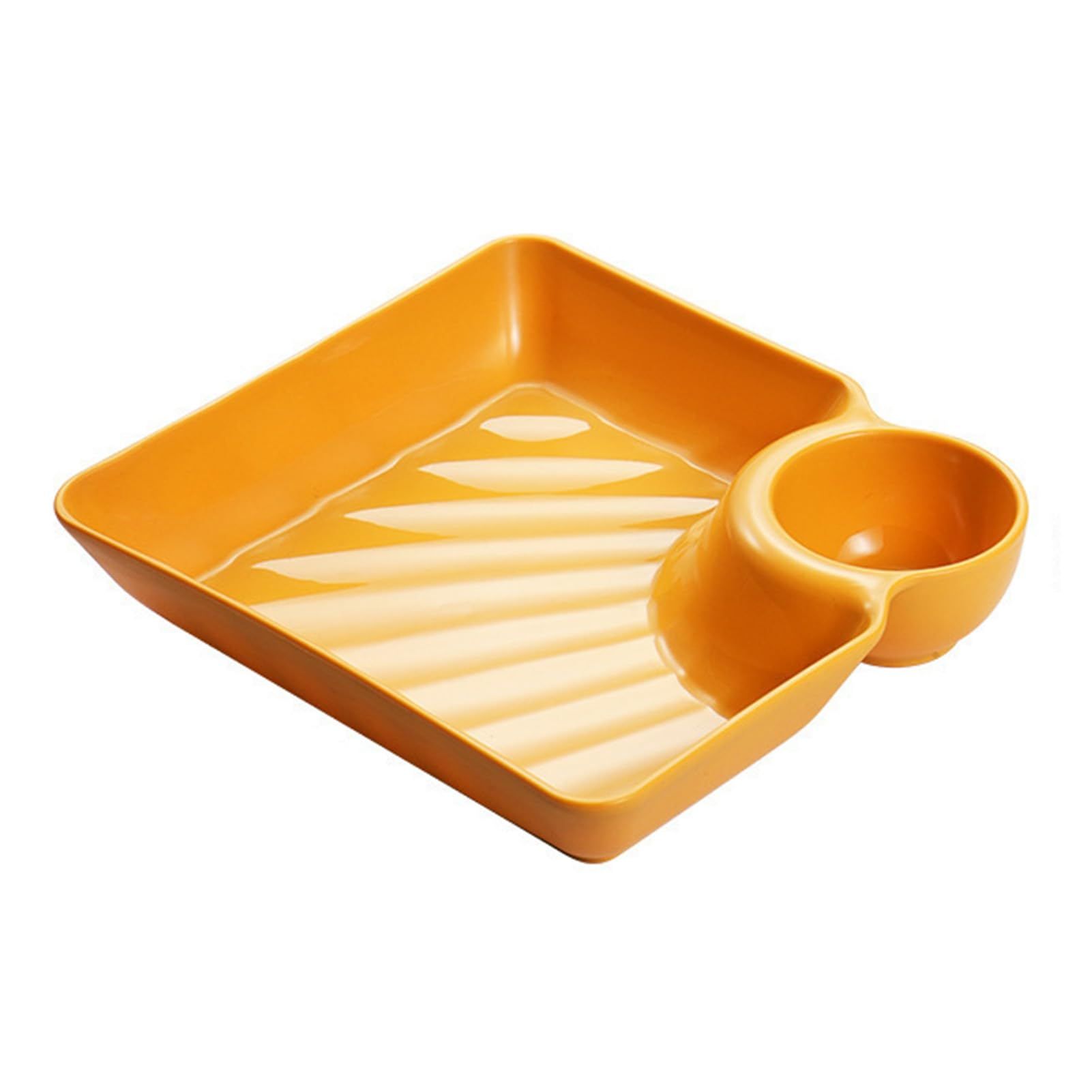 2pcs Plastic Dumpling Plates with Sauce Compartment Square Serving Plates with view 3