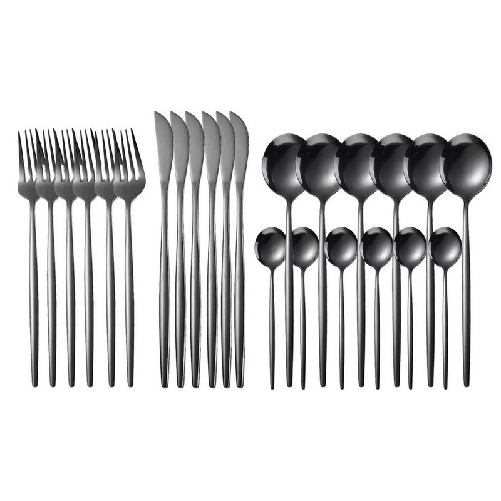 24-Piece Flatware Set, Stainless Steel Knife Fork Spoon Teaspoon Silverware