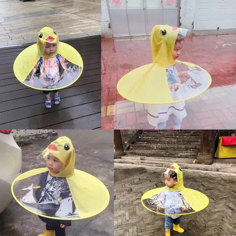 Kids Raincoat,Toddler Duck Raincoat and Umbrella Hat Waterproof UFO for Baby view 5