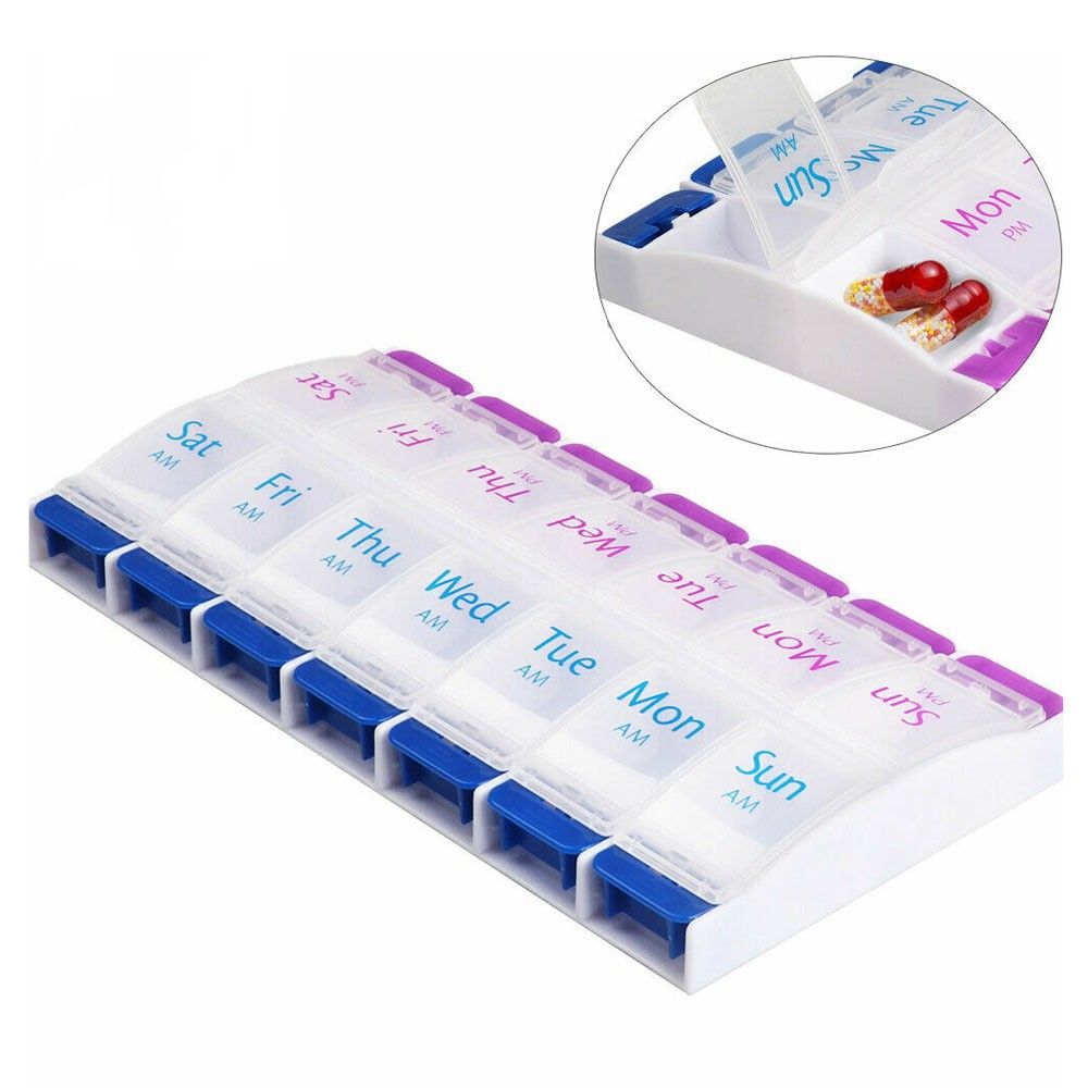 Large Weekly Pill Organizer with Opening Push Button view 2