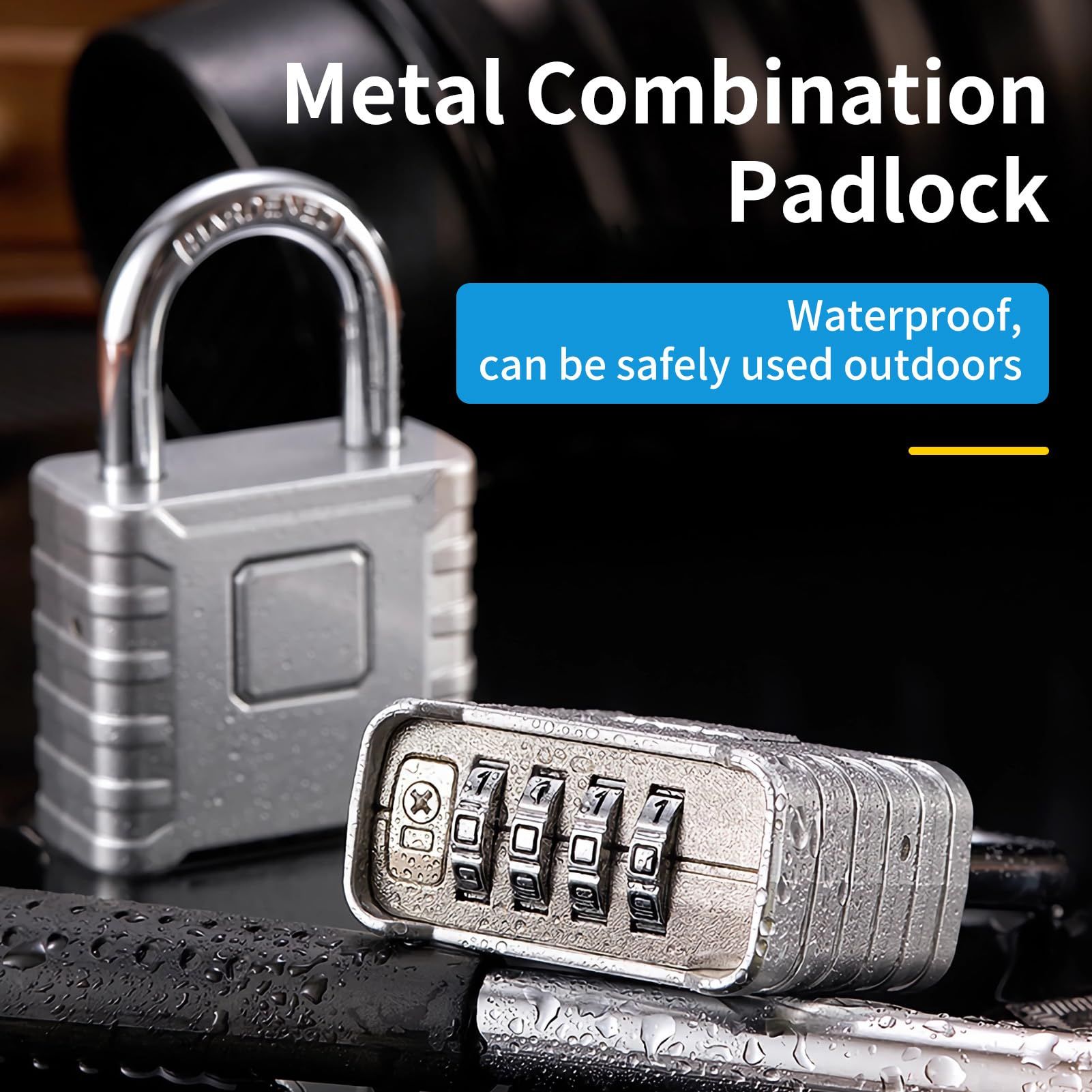 Large Outdoor Padlock [One-Touch Unlocking] High Security Weatherproof view 4