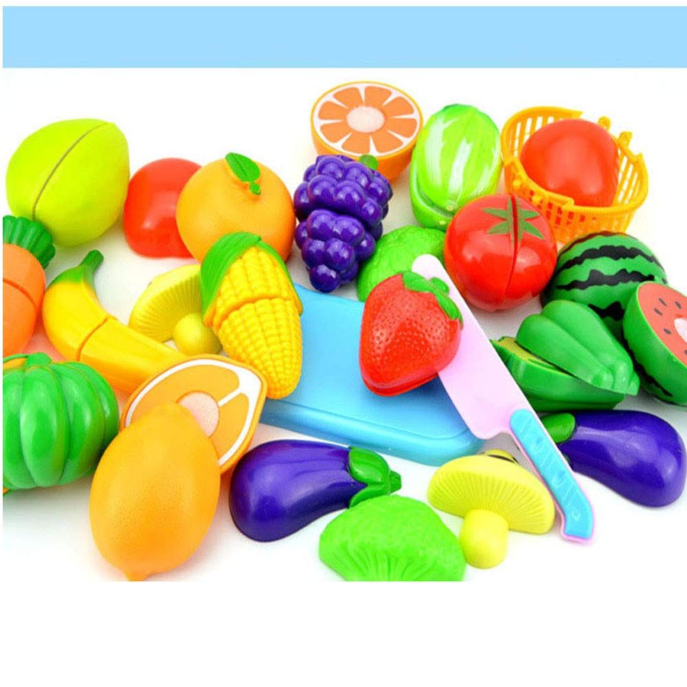 Play Food Set for Kids Pretend Food Cutting Toy Vegetables and Fruits - Play view 5