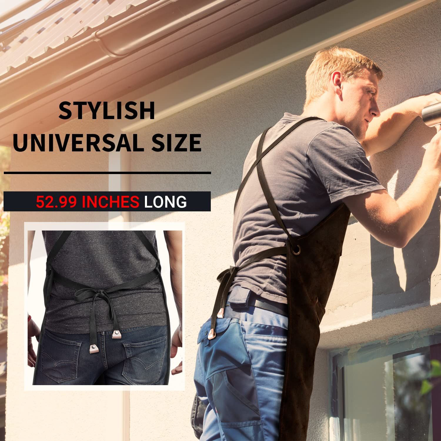 Adjustable Over sized Plus Size Canvas Apron with Pockets Men and Women Aprons view 3