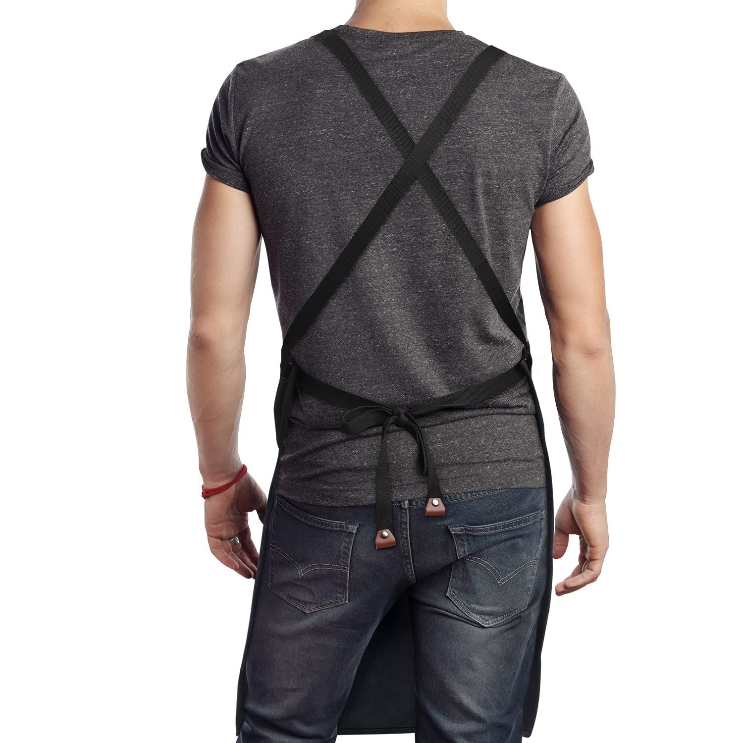 Adjustable Over sized Plus Size Canvas Apron with Pockets Men and Women Aprons view 4