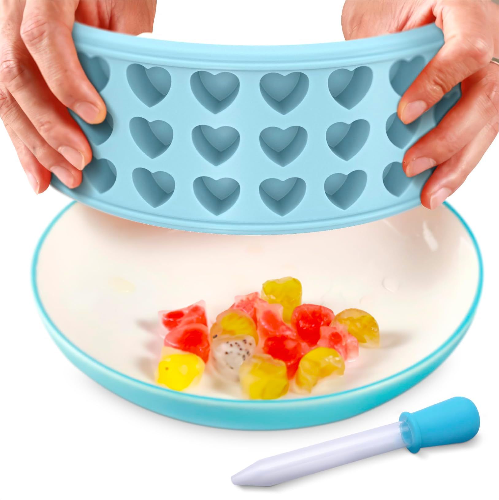 Heart Shape Ice Cube Tray with Lid - Heart Shape Silicone Mold Pink Kitchen view 2