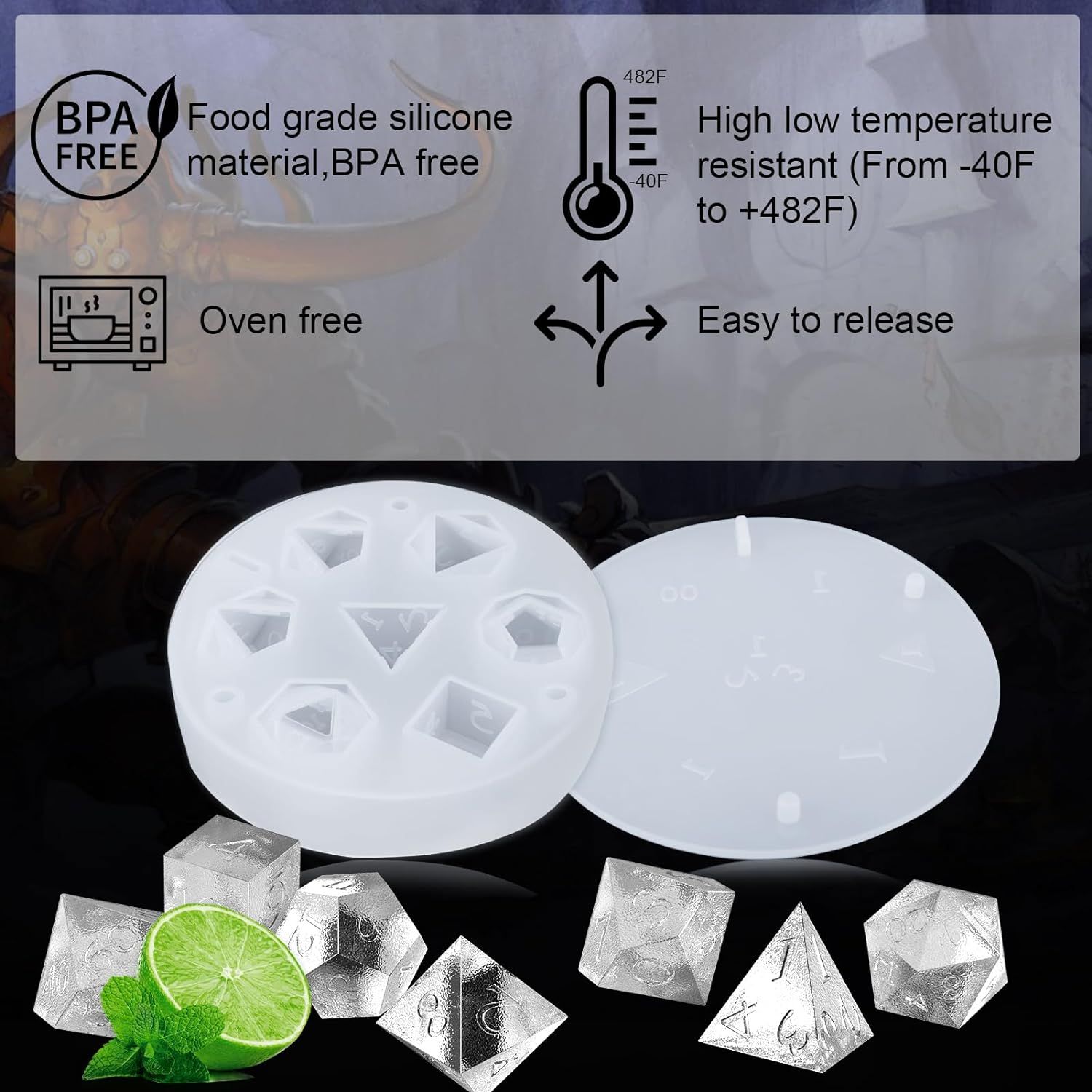 Dice Shaped Ice Cube Mold Dice Silicone Ice Cube Tray Molds with 7 Standard view 3