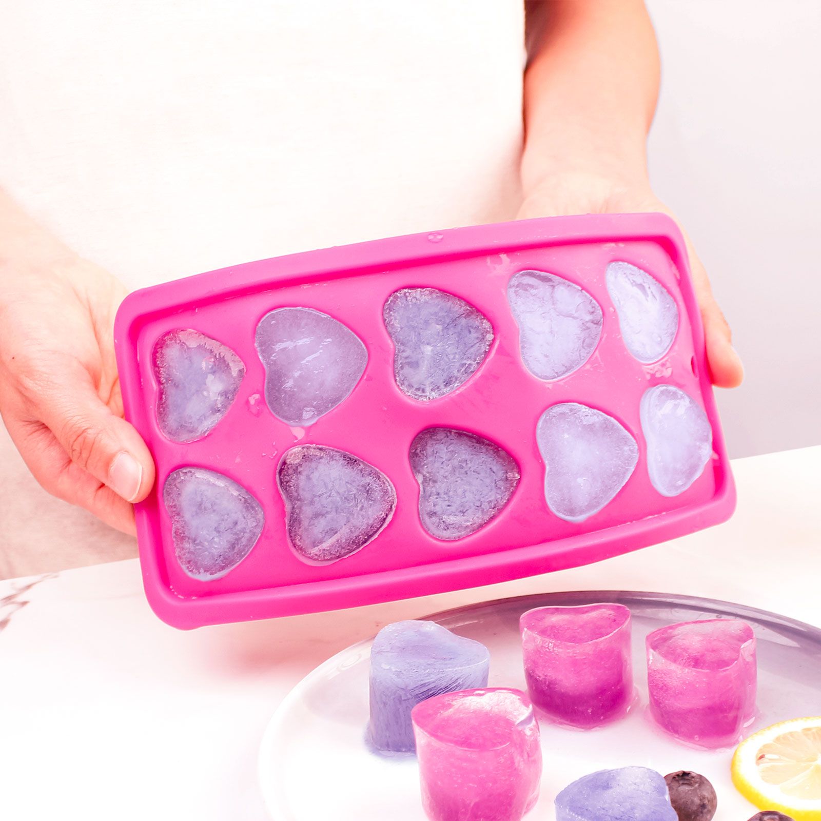 Heart Shaped Silicone Pink Ice Cube Trays view 2