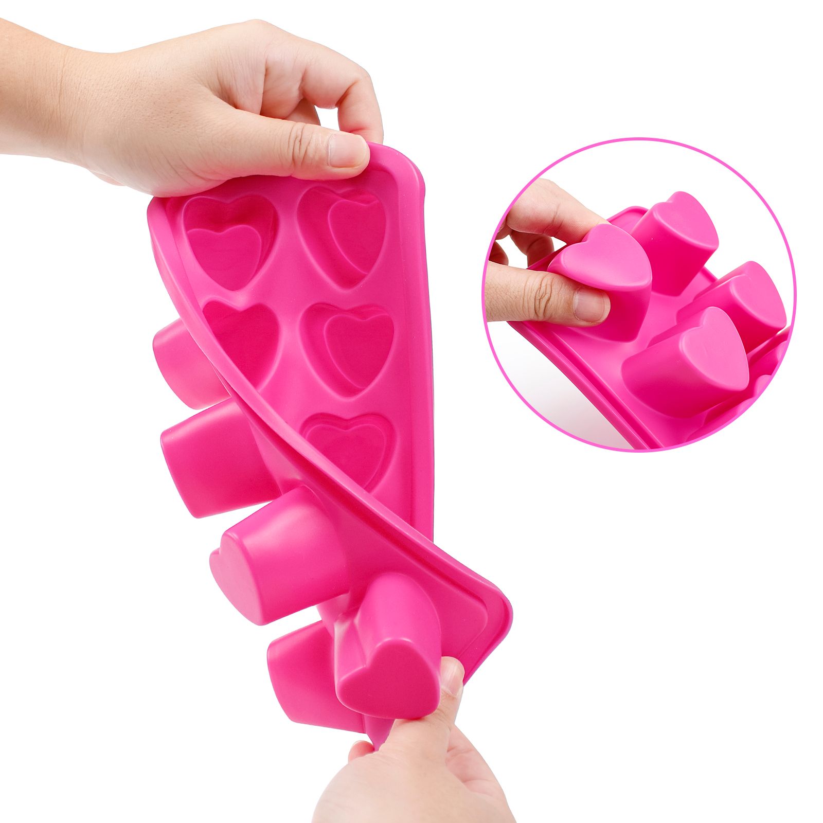Heart Shaped Silicone Pink Ice Cube Trays view 3
