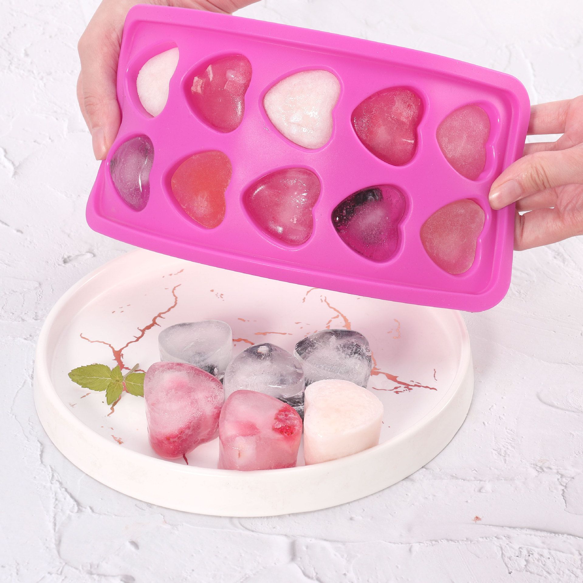Heart Shaped Silicone Pink Ice Cube Trays view 5