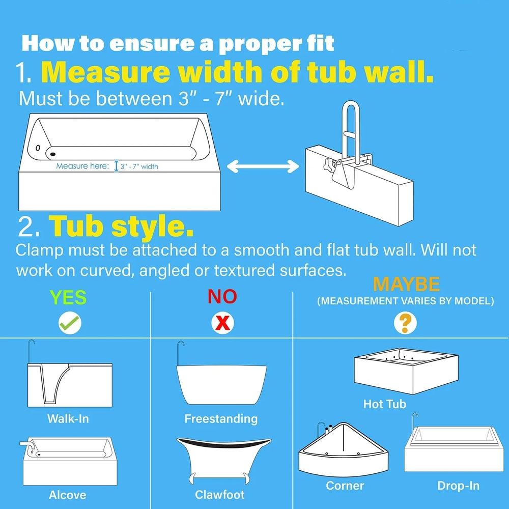 Adjustable Bathtub Safety Rail Shower Grab Bar Handle view 4