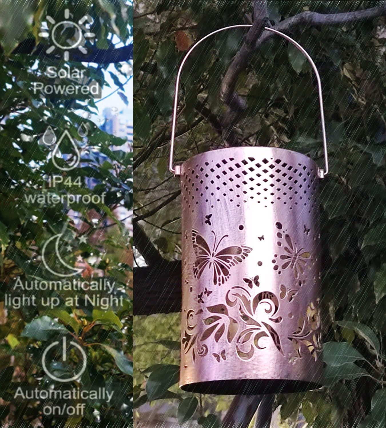 Butterfly Solar Outdoor Lanterns Hanging，Solar Lanterns for The Garden view 4