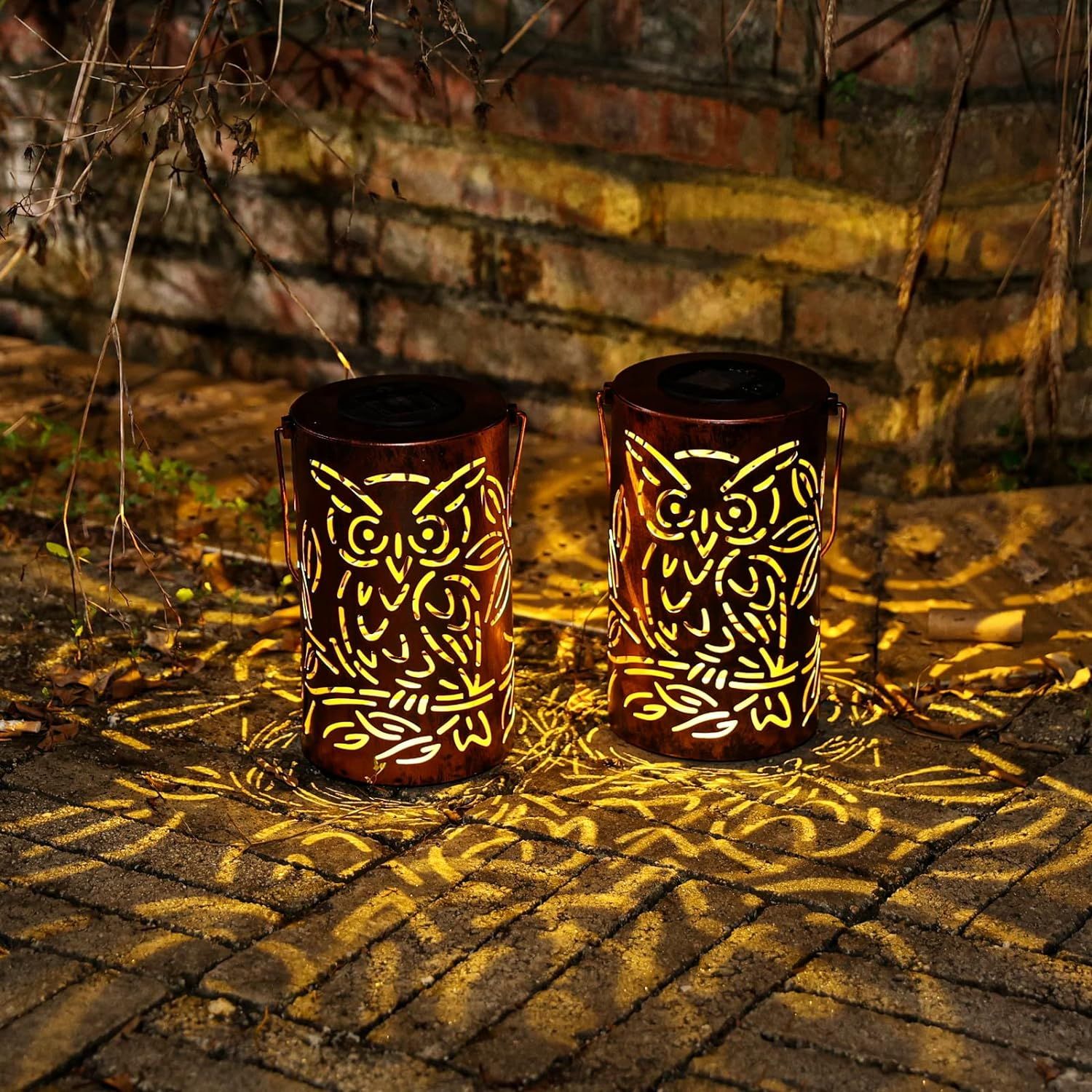 Owls Projection Patterned Garden Lights ，with Handles Waterproof Solar Powered view 5