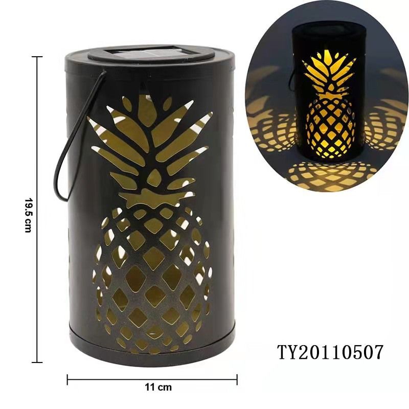 Solar Lantern Lights Outdoor Metal Hanging Solar Lights Retro Pineapple — image 1