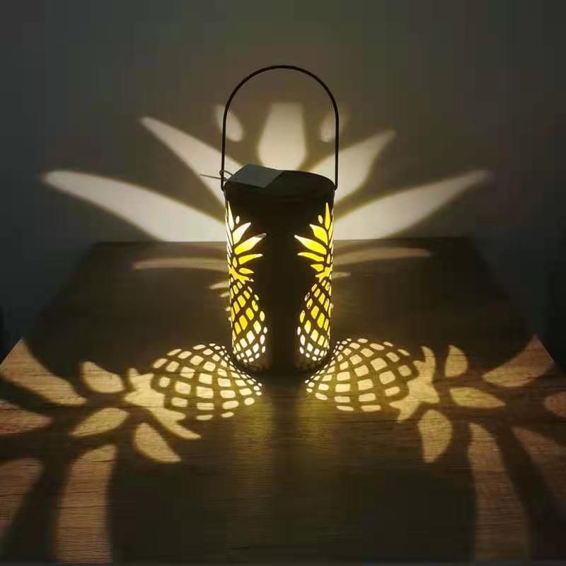 Solar Lantern Lights Outdoor Metal Hanging Solar Lights Retro Pineapple view 3