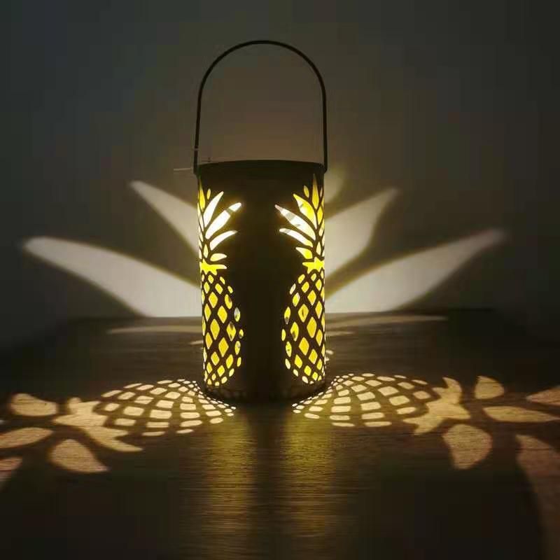 Solar Lantern Lights Outdoor Metal Hanging Solar Lights Retro Pineapple view 4