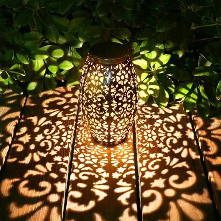 Solar Lantern Metal &Stained Glass Solar Light Waterproof Tabletop Lamp with view 2