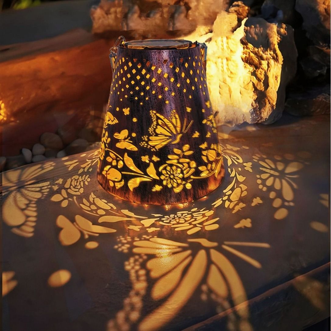 Solar Lanterns Outdoor Hanging Solar Lights Hollow Out Metal Decorative view 2