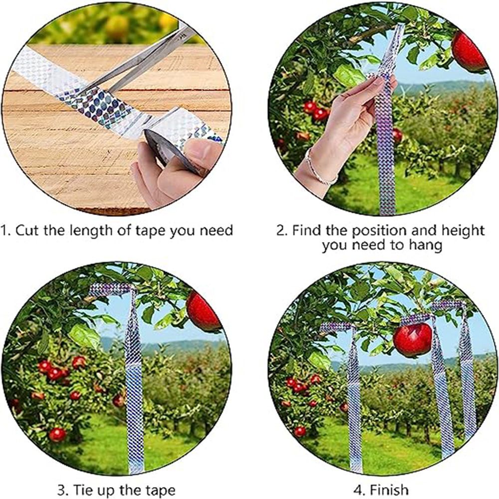Bird Scare Tape Ribbon,Tape Ribbon for Birds Woodpecker Scare Reflective Flash view 3