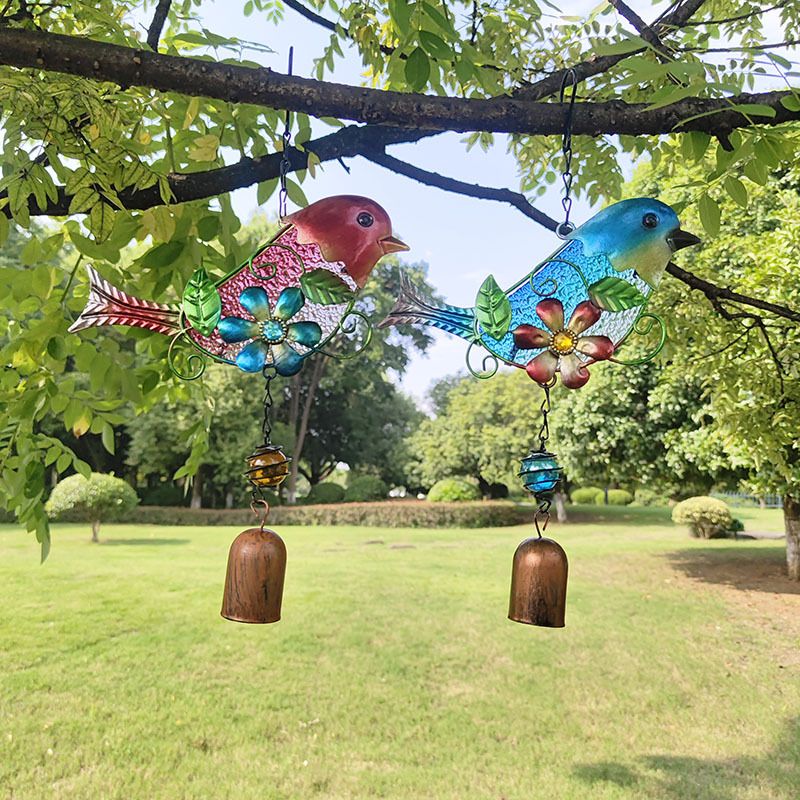 Wind Chimes, Solar Turquoise Glass Bird Wind Chime, LED, Outdoor Lawn and Yard view 3