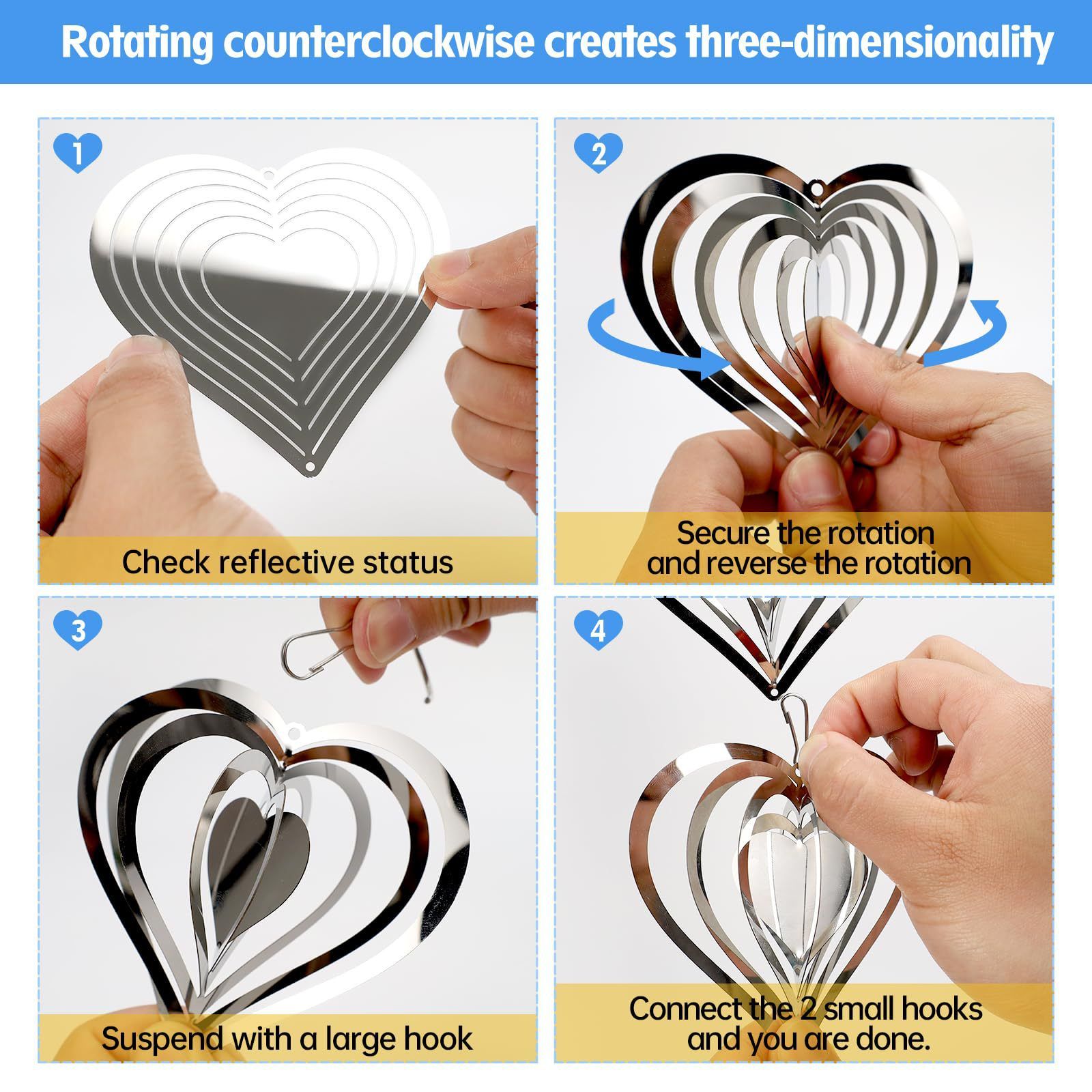 3 PCS Set,Highly Reflective Wind Spinners,Double-Sided Bird Reflectors, Wind view 5