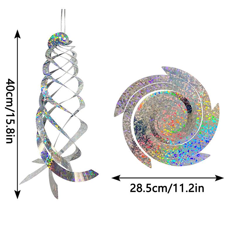 3 Pcs Bird Repellent Spiral Reflectors- Hanging Reflective Bird Deterrent view 5