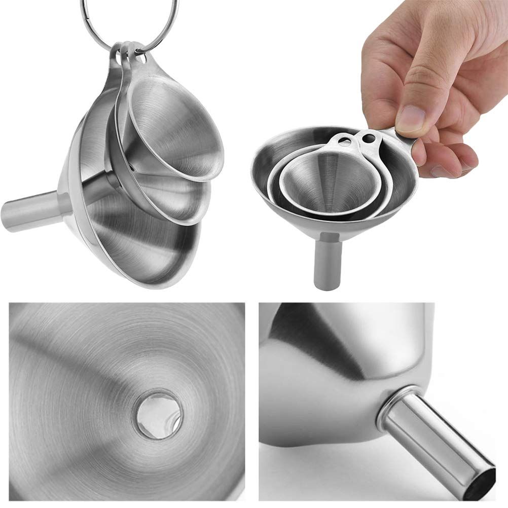 Stainless Steel Funnels, Large Small Funnel Set of 3, Food Grade Mini Metal view 4