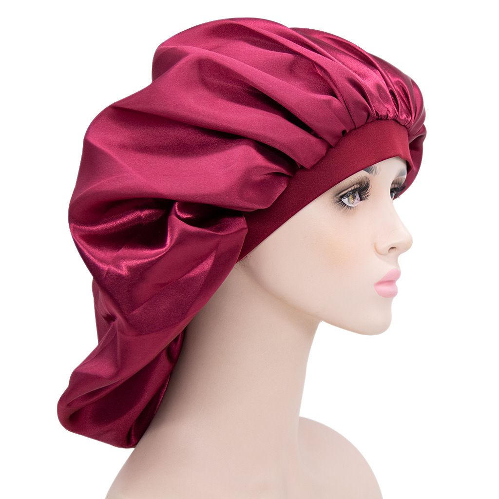 Large Satin Bonnet Shower Caps Soft Silk Night Sleeping Cap Hair Care Bonnet