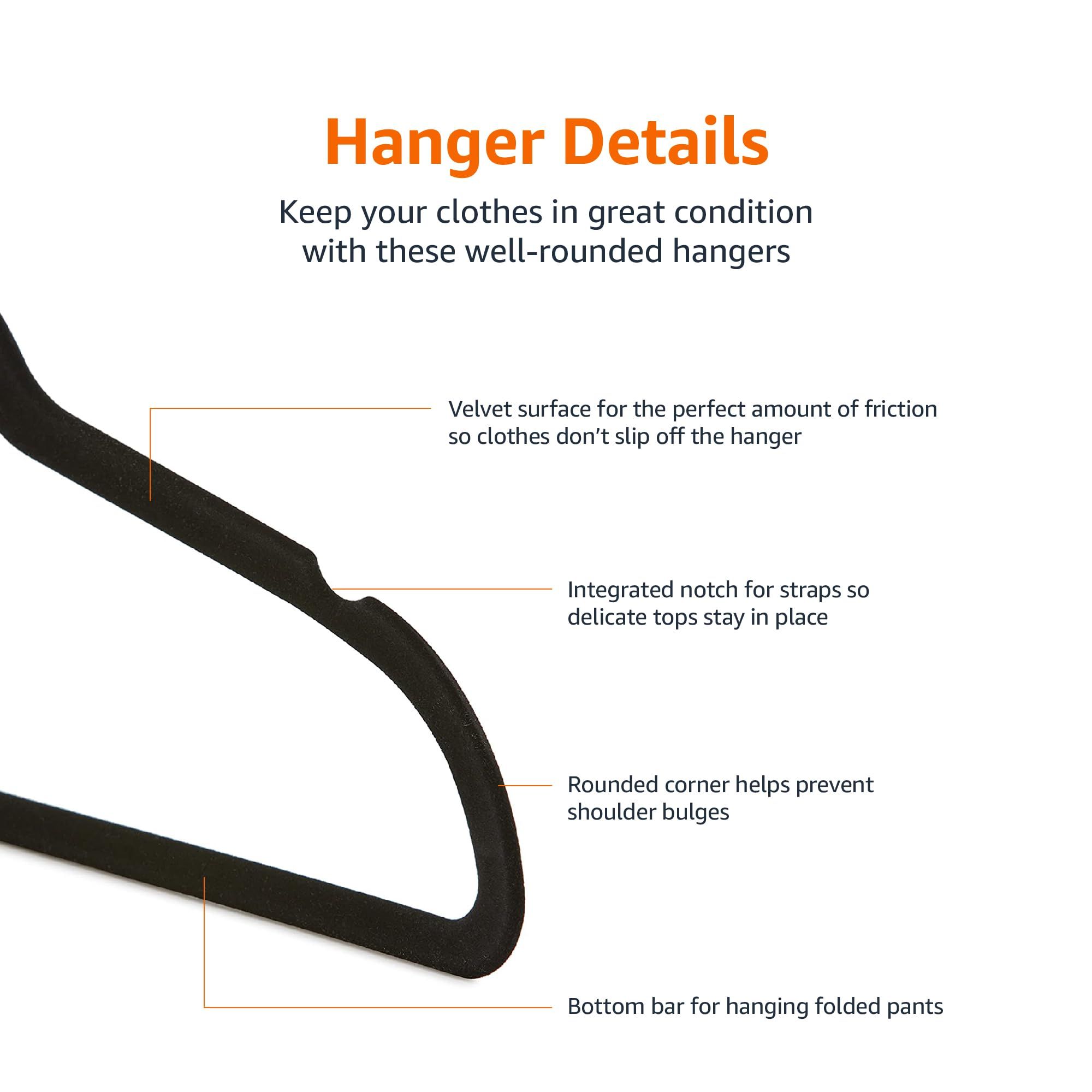 Slim, Velvet, Non-Slip Suit Clothes Hangers, Black - Pack of 10 Velvet Suit view 4