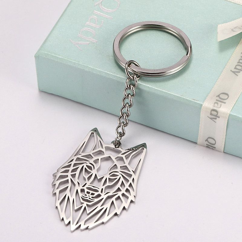 Keychain Stainless Steel Hollow Animal Keyring Car Key Holder Key Decoration view 2