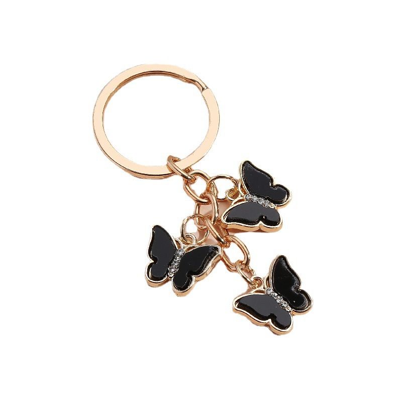 2pcs Butterfly Keychain Pendant Aluminium Alloy Car Hanging Key Ring