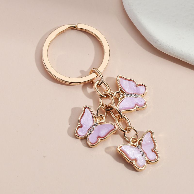 2pcs Butterfly Keychain Pendant Aluminium Alloy Car Hanging Key Ring view 5