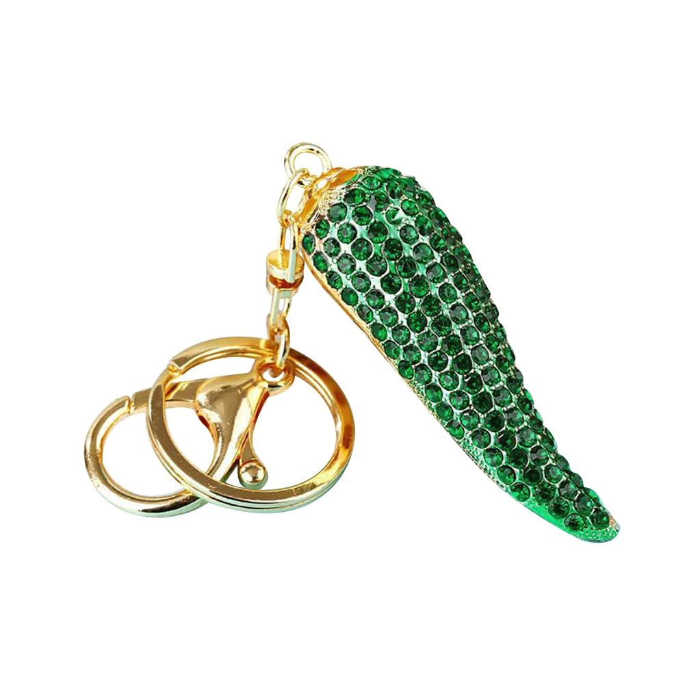"Chili Pepper Keychain,Bling Bling Crystal Keyring Keychain Diamond Key Chain