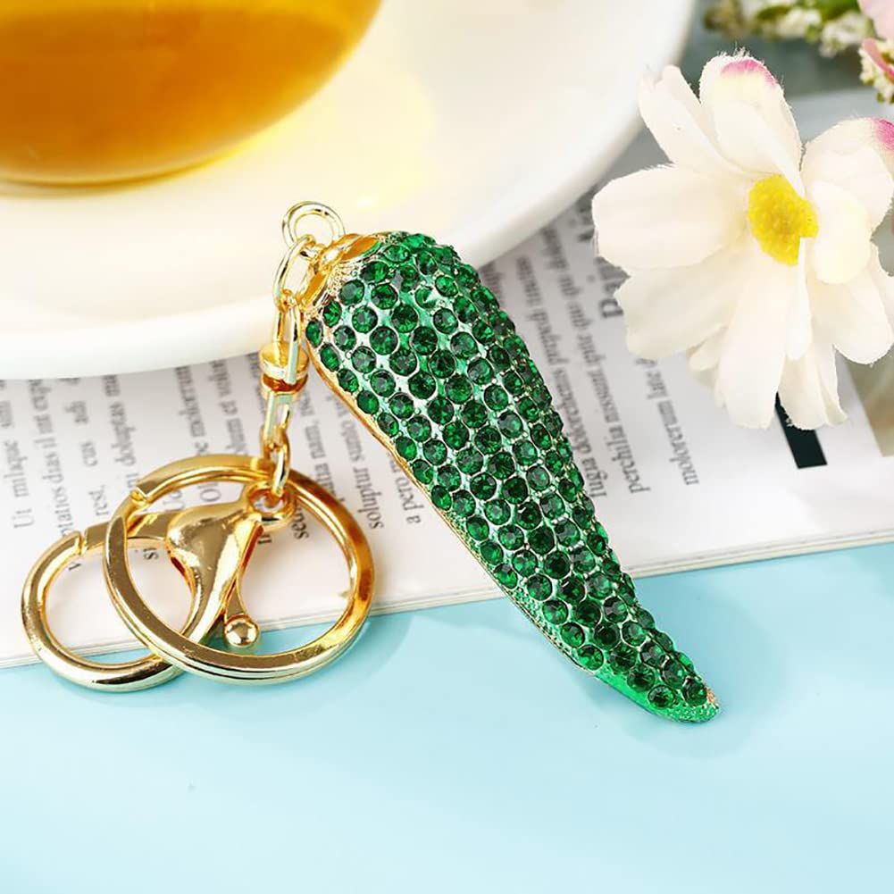 "Chili Pepper Keychain,Bling Bling Crystal Keyring Keychain Diamond Key Chain view 3