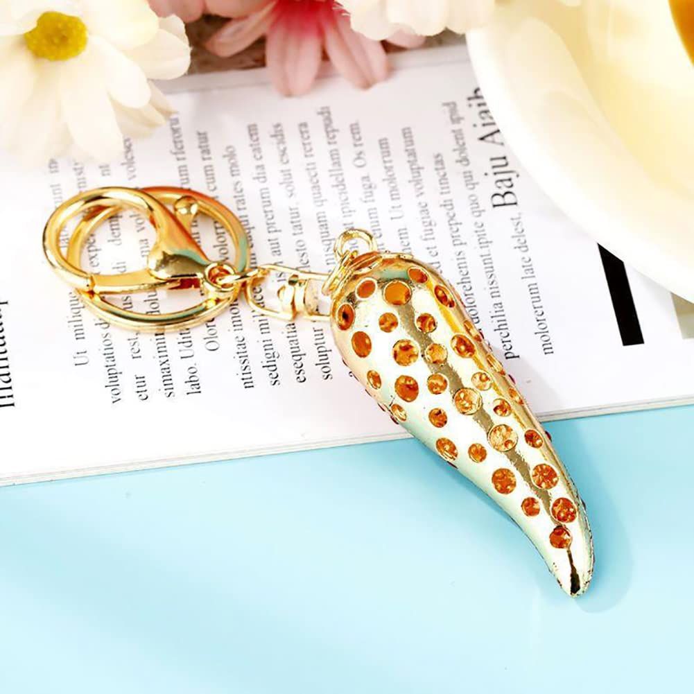 "Chili Pepper Keychain,Bling Bling Crystal Keyring Keychain Diamond Key Chain view 4