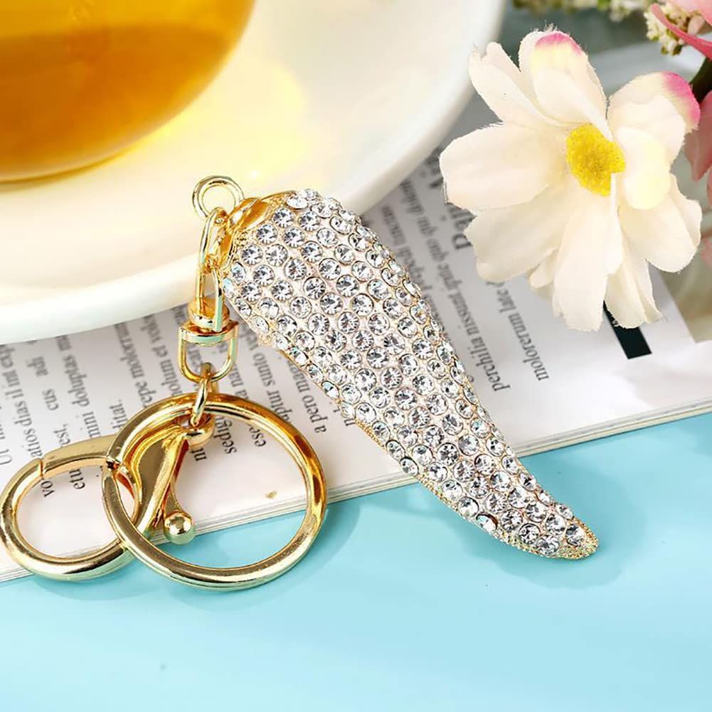 "Chili Pepper Keychain,Bling Bling Crystal Keyring Keychain Diamond Key Chain view 5