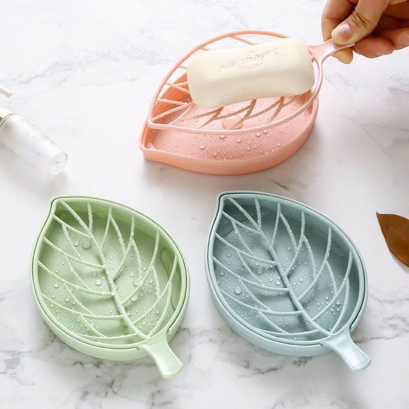 Soap Dish,Leaf-Shaped Shower Soap Holder with Draining Tray,Fashionable Soap view 2