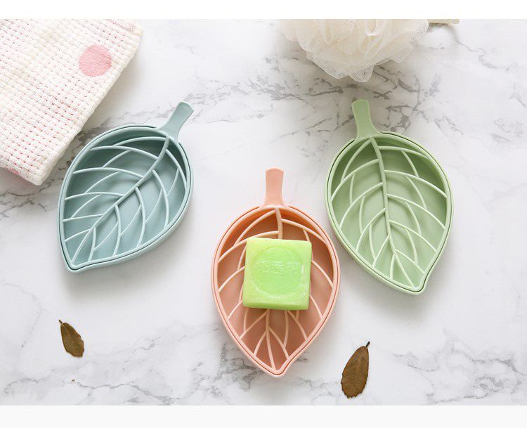 Soap Dish,Leaf-Shaped Shower Soap Holder with Draining Tray,Fashionable Soap view 4