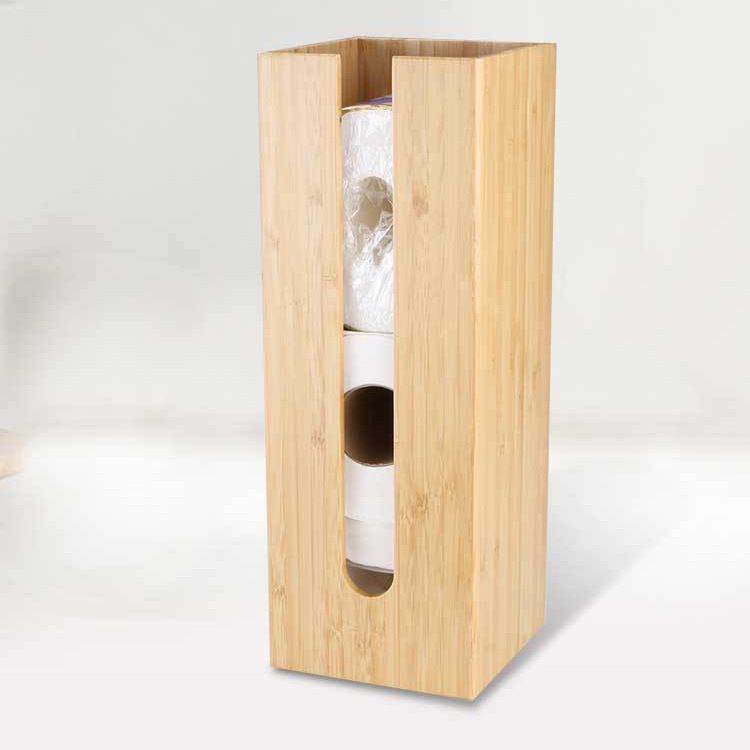 Bamboo Toilet Paper Storage - Narrow Free Standing Toilet Paper Holder Tower view 2