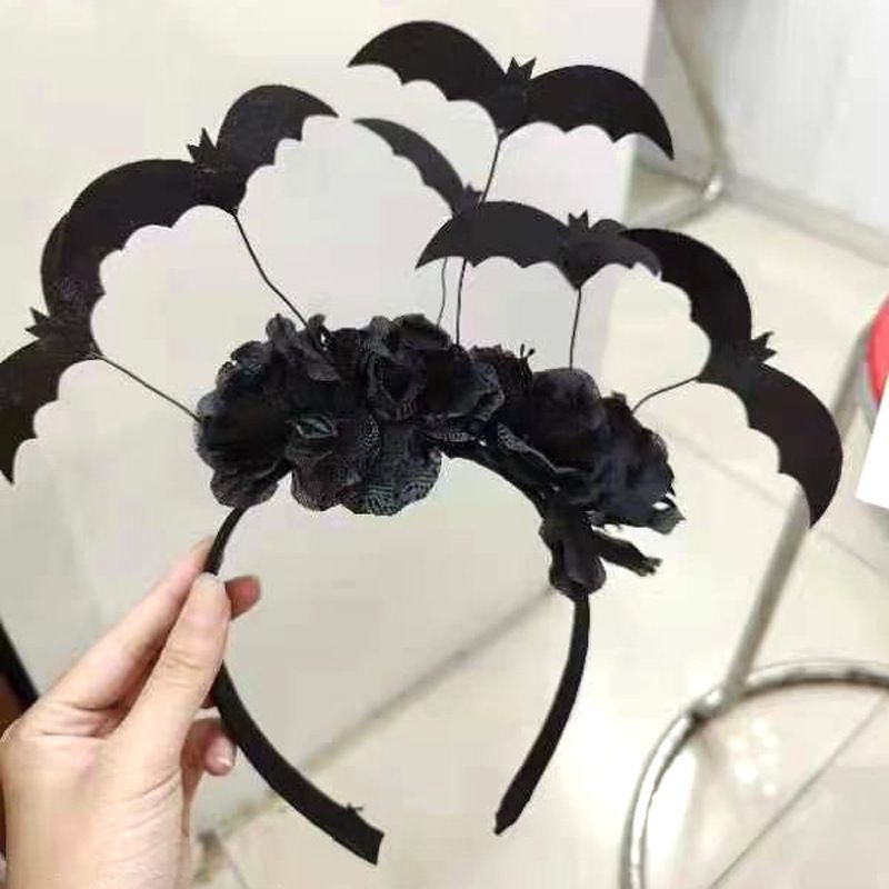 Gothic Halloween Live Hairband Women Students Photoshoots Hairband Bat&Flower view 3