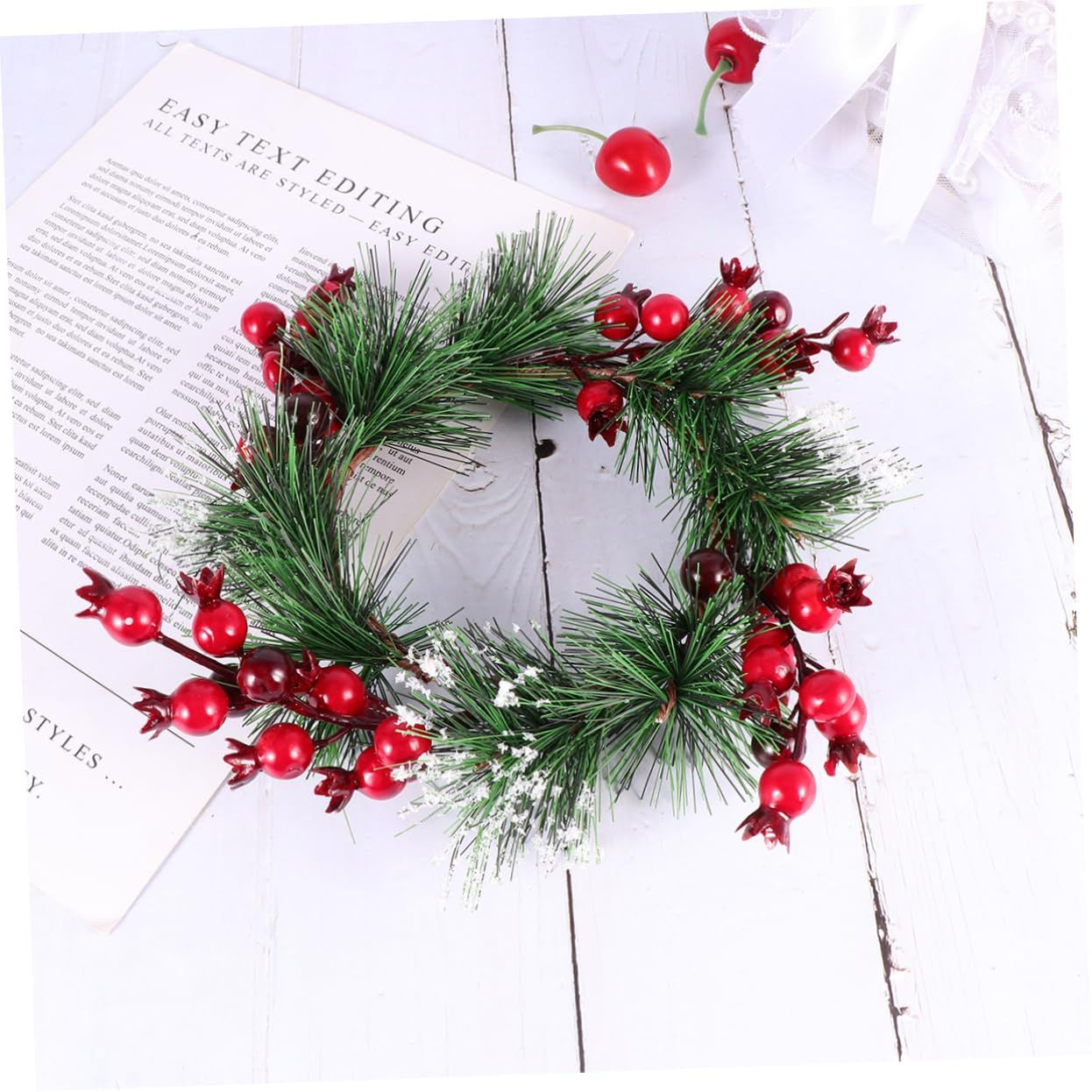Xmas Table Centerpiece Xmas Garland Wreath Fake Plant Wreath Pine Cones view 5