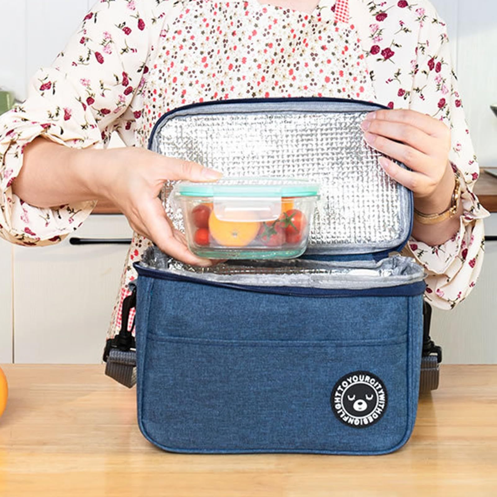 Bento Bento Waterproof Easy to Carry Oxford Wide Opening Thermal Lunch Picnic view 2