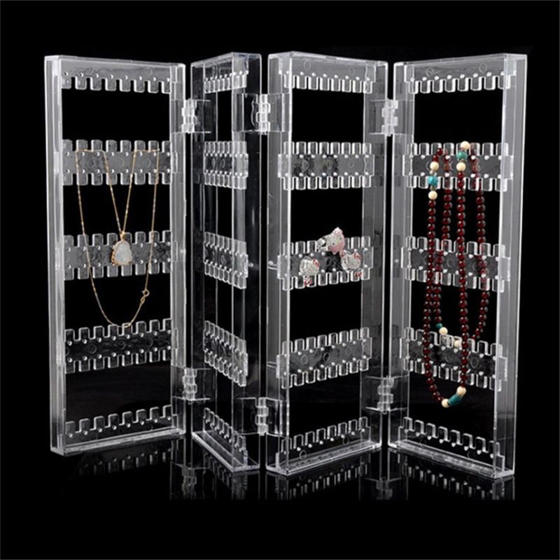 Earring Display Stand, Foldable 4-Panel Jewelry Holder Ear Studs Storage Rack view 3