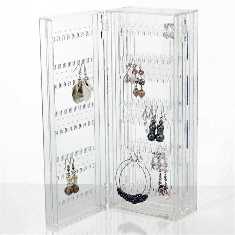 Earring Display Stand, Foldable 4-Panel Jewelry Holder Ear Studs Storage Rack view 5