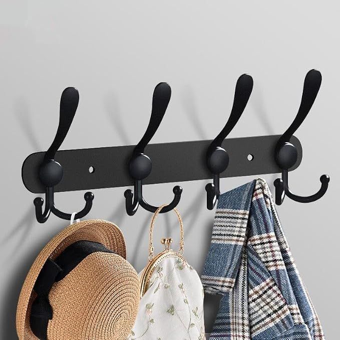 Black Coat Rack Wall Mounted - 16 Inch Heavy Duty Stainless Steel Matte Finish view 3