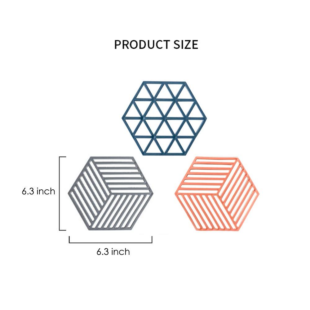 Silicone Trivet Mats & Hot Pads - 3 Set Multi-Use Insulated Flexible Durable view 5
