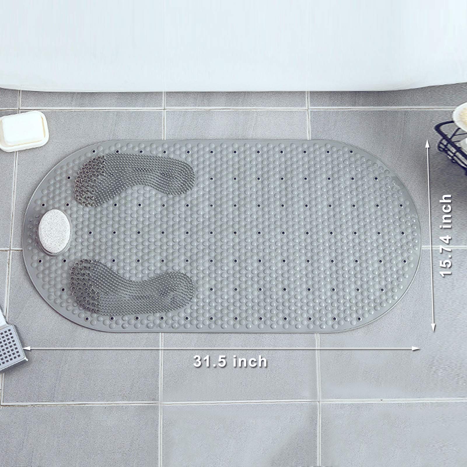 32"X16" Foot Scrubber Shower Mat with Feet Scrub Stone view 3