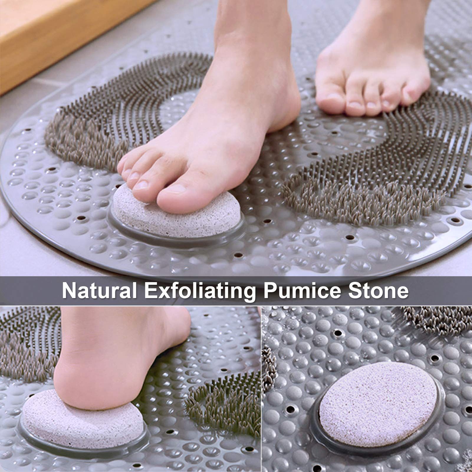 32"X16" Foot Scrubber Shower Mat with Feet Scrub Stone view 5