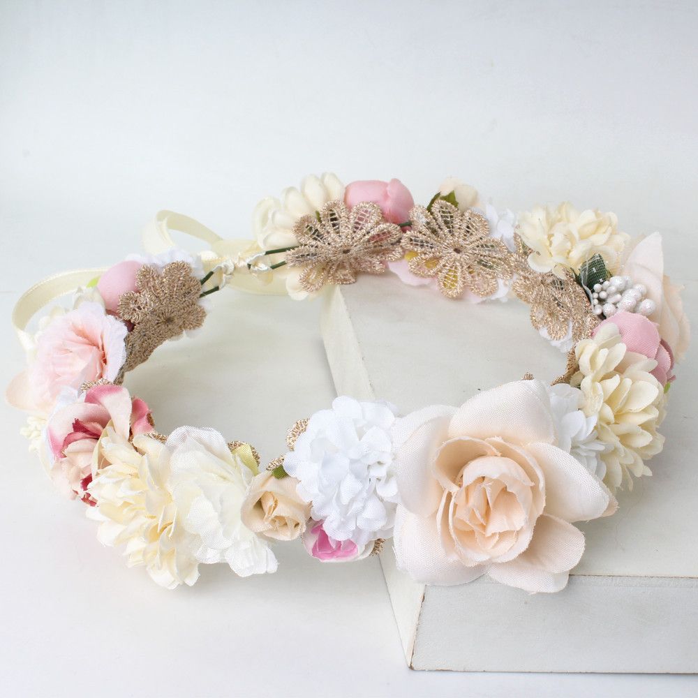 Vivivalue Floral Crown Flower Garland Headband Floral Headpiece Halo Wedding view 4